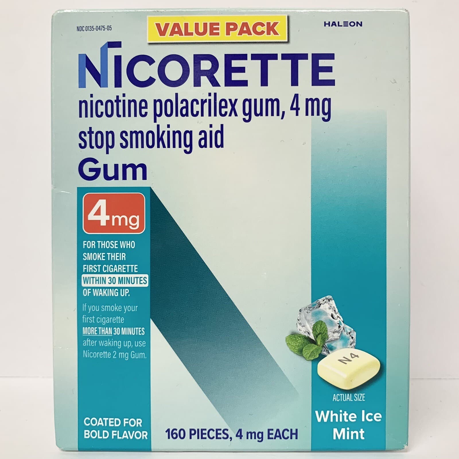 Nicorette Gum 4mg White Ice Mint 160 Pieces - EXP 04/2027 NEW