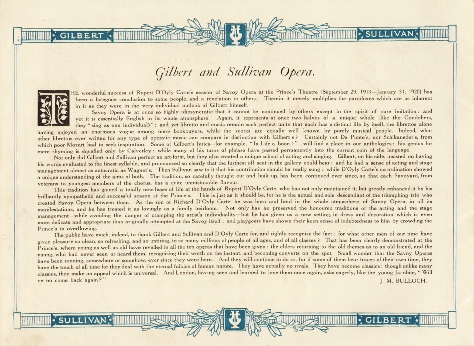 D'Oyly Carte GILBERT and SULLIVAN Operas 1919-1920 Rare London Souvenir Program 2