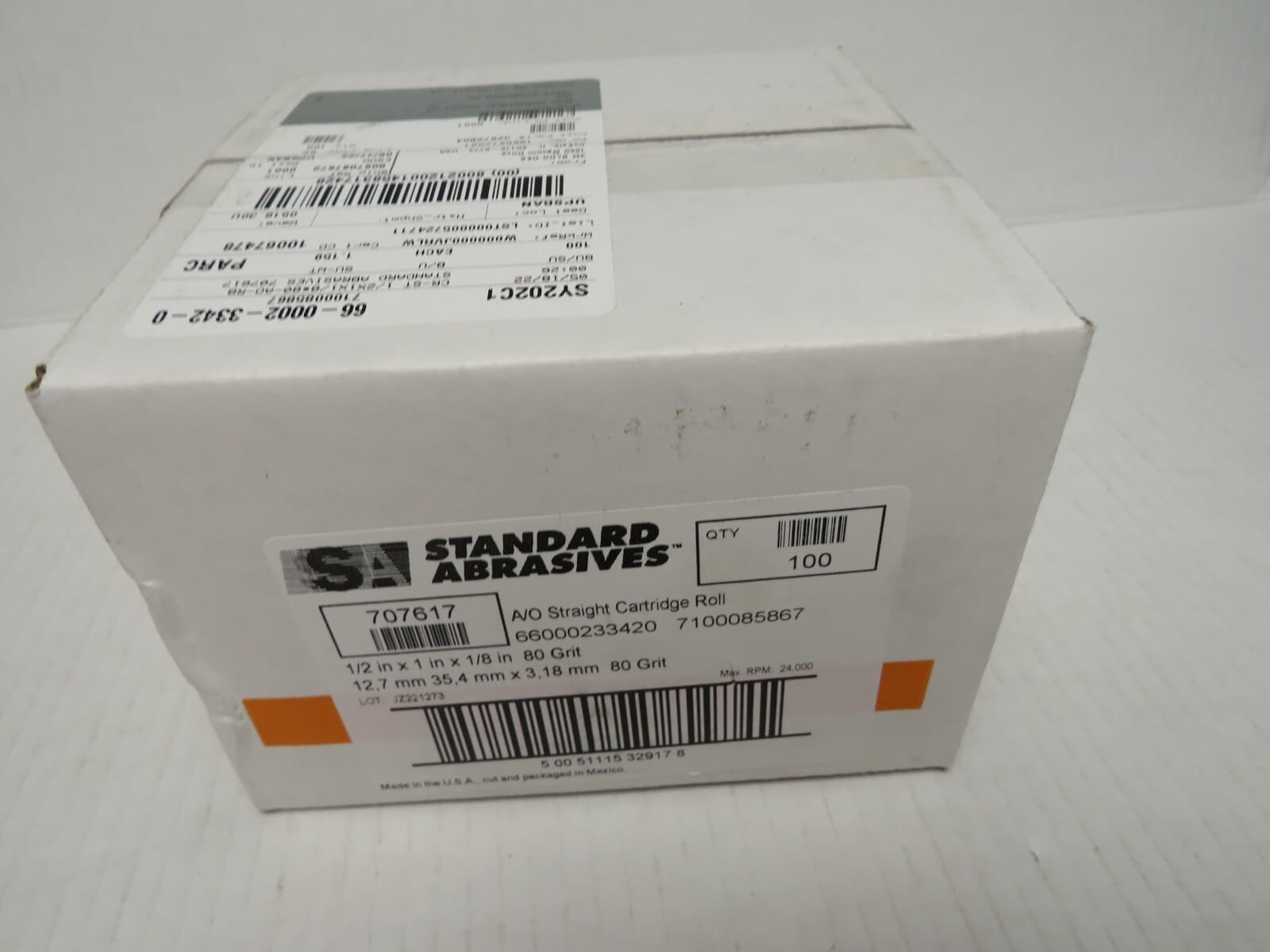 100) STANDARD ABRASIVES 707617 CARTRIDGE ROLL 1/2 IN X 1 IN X 1/8 IN A/O 80 GRIT 5