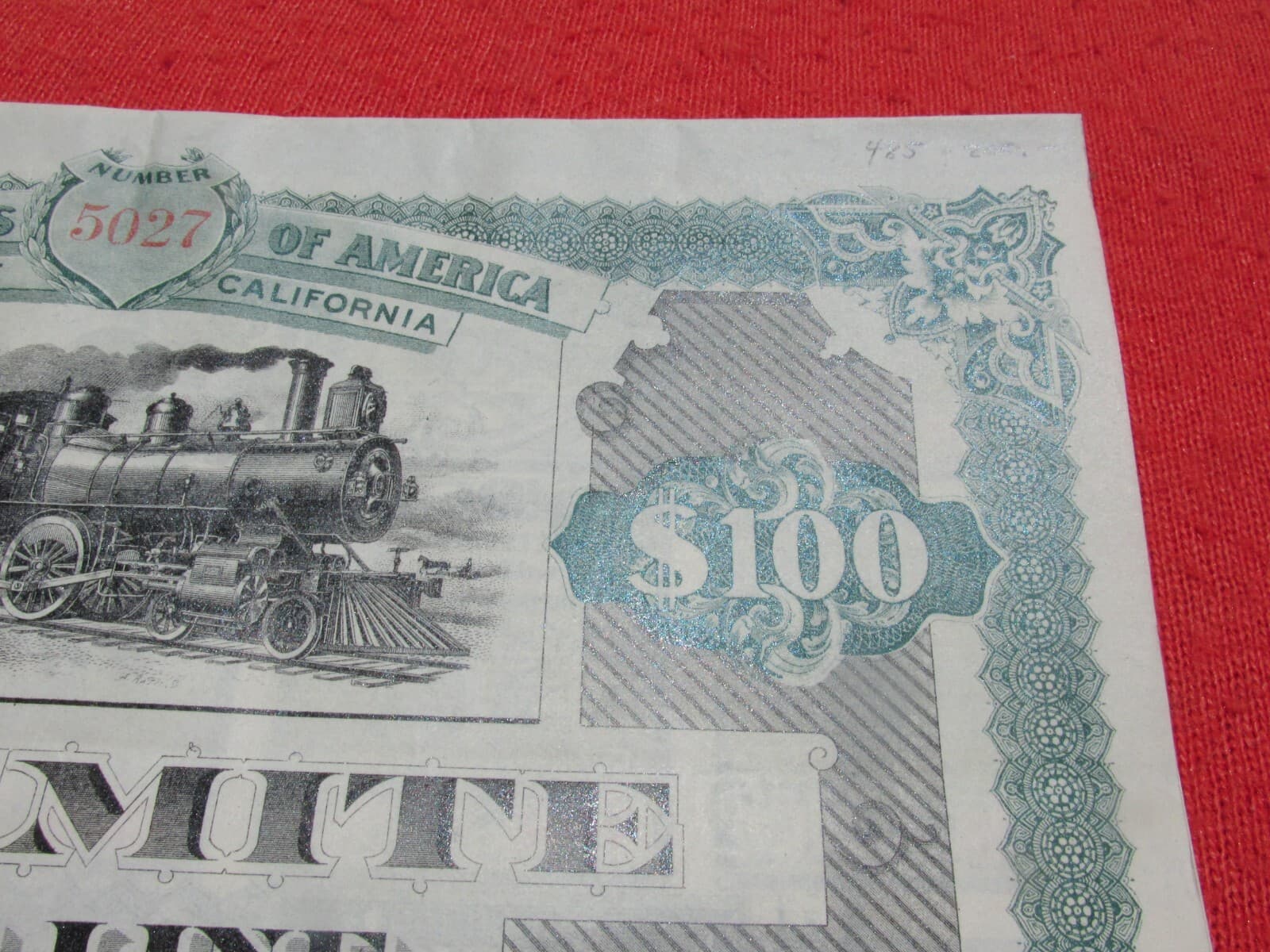 YOSEMITE SHORE LINE RAILWAY  BOND LOT CO 5