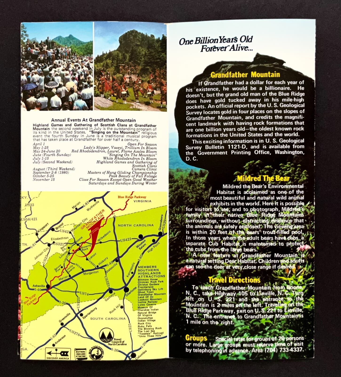 1970s Grandfather Mountain Blue Ridge North Carolina Vintage Travel Brochure 3