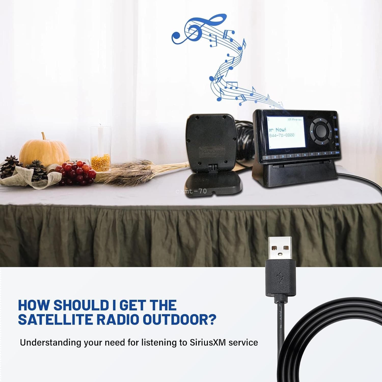 3.2ft USB Charger Power Cable for Sirius XM Radios Receiver onyX onyXEZ onyXPlus 3