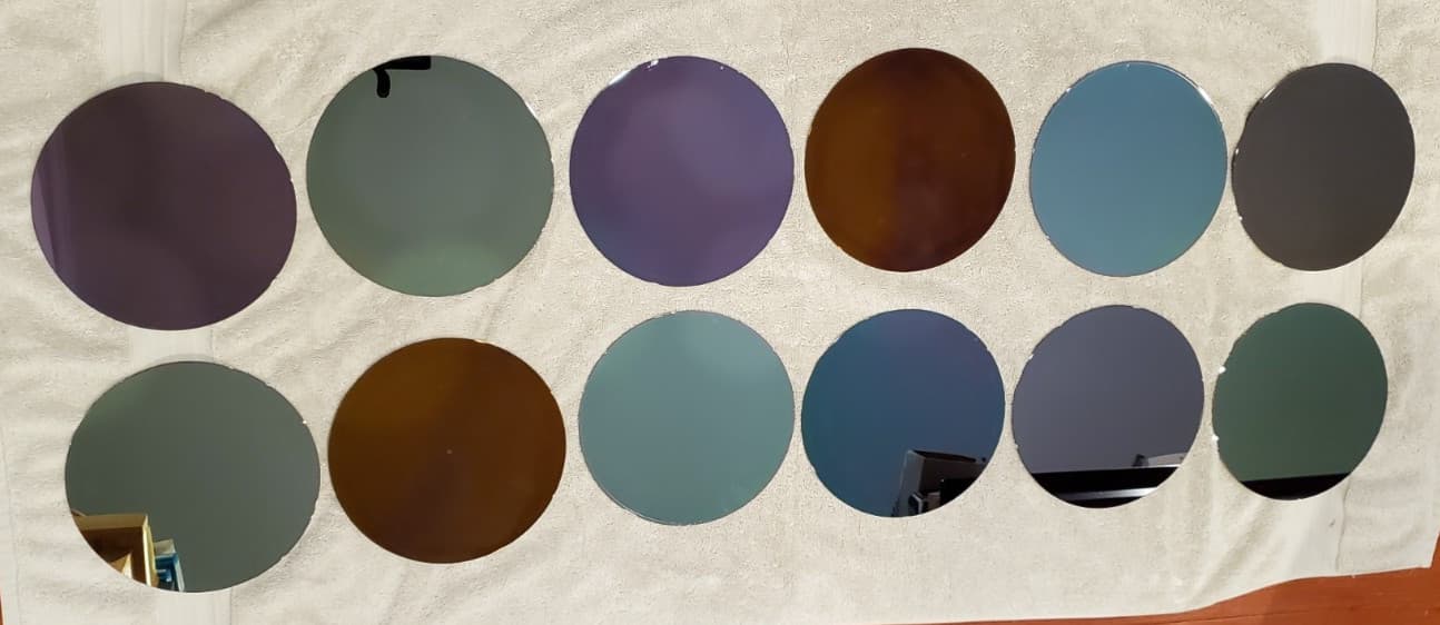 12 PC Lot 200mm 8" Semiconductor Silicon Test Wafers Different Color Plating 3