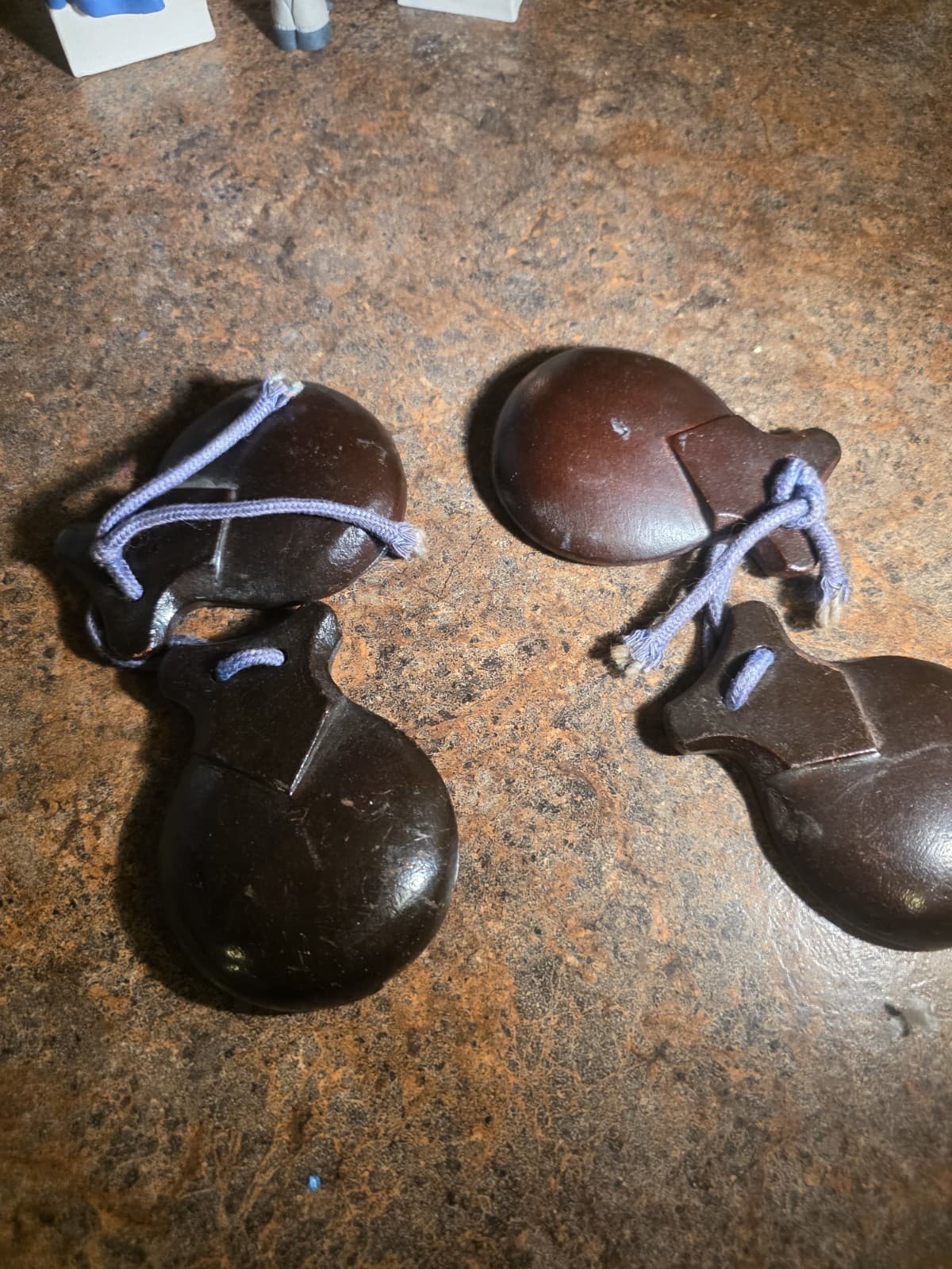 2 Pairs Castanets Wooden Painted 4