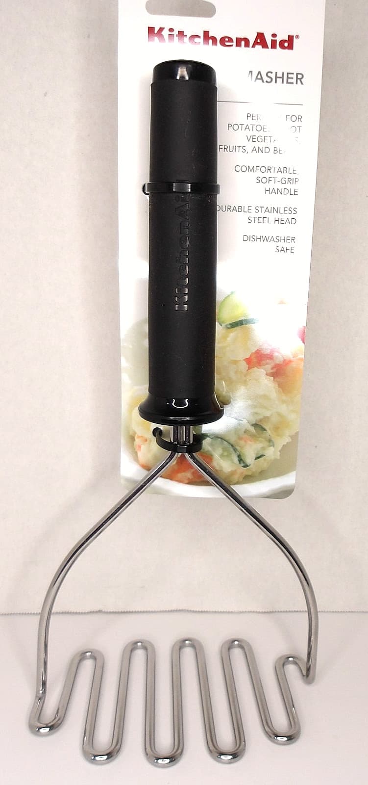 KitchenAid Masher, Soft Grip, Black, 10 in