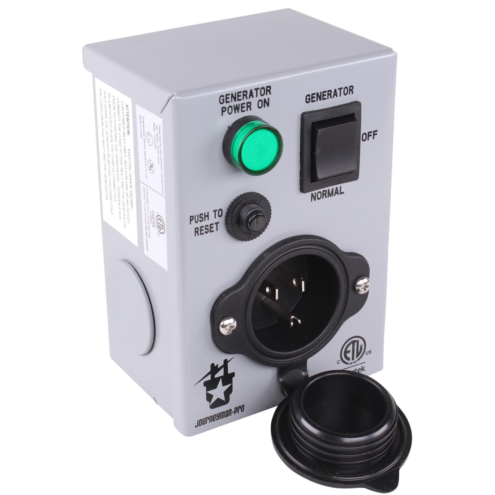 1 circuit 15 AMP Manual Generator Transfer Switch ETL Certified, Circuit Breaker 3