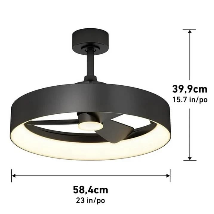 Artika Austin 23" LED Chandelier Ceiling Fan Fandelier, Black Open Box 3