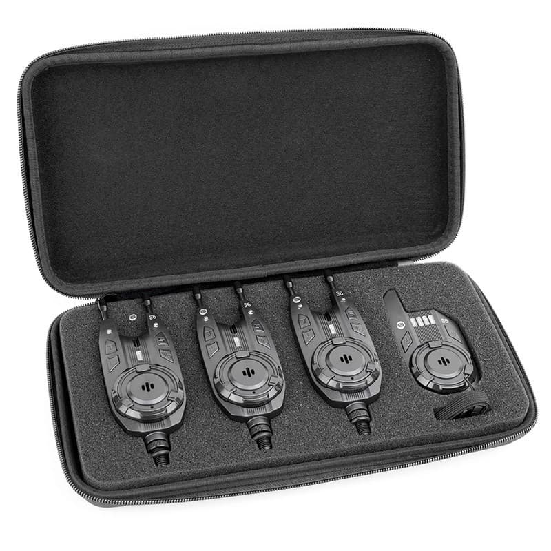Saber S6 Wireless Bite Alarm Set 3+1 Carp Fishing Case + LED Receiver Tackle 2