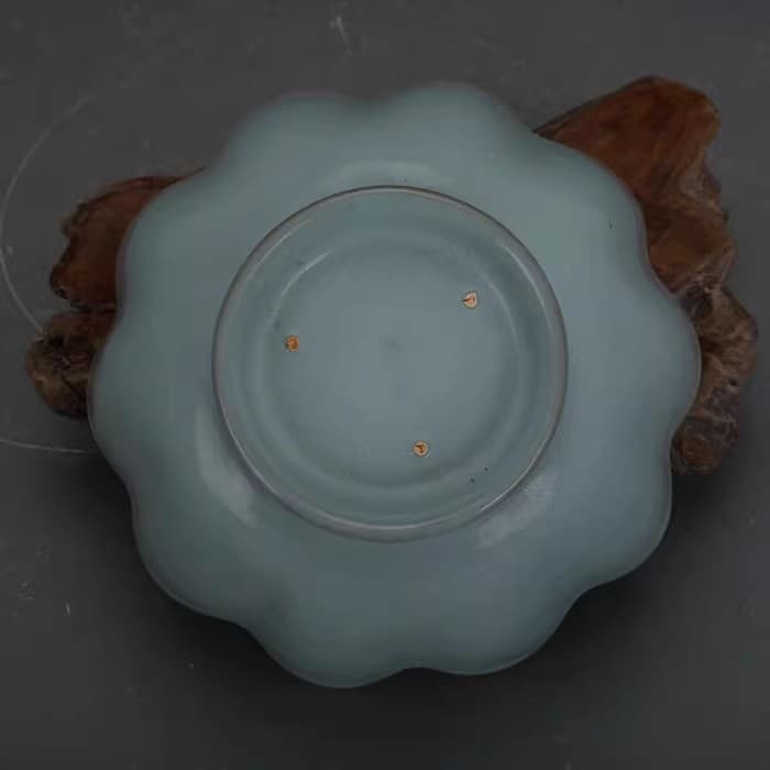 Chinese Old Porcelain Song Dynasty Ru Kiln Sky Blue Glaze Support Nail Lotus Bow 6