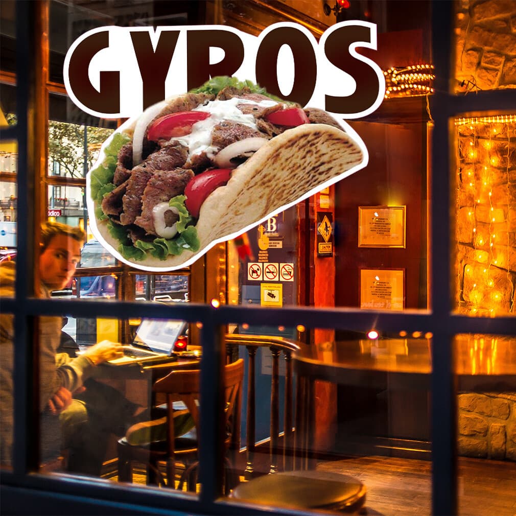 Food Truck Decals Gyros Style A Restaurant & Food Concession Sign Brown 4