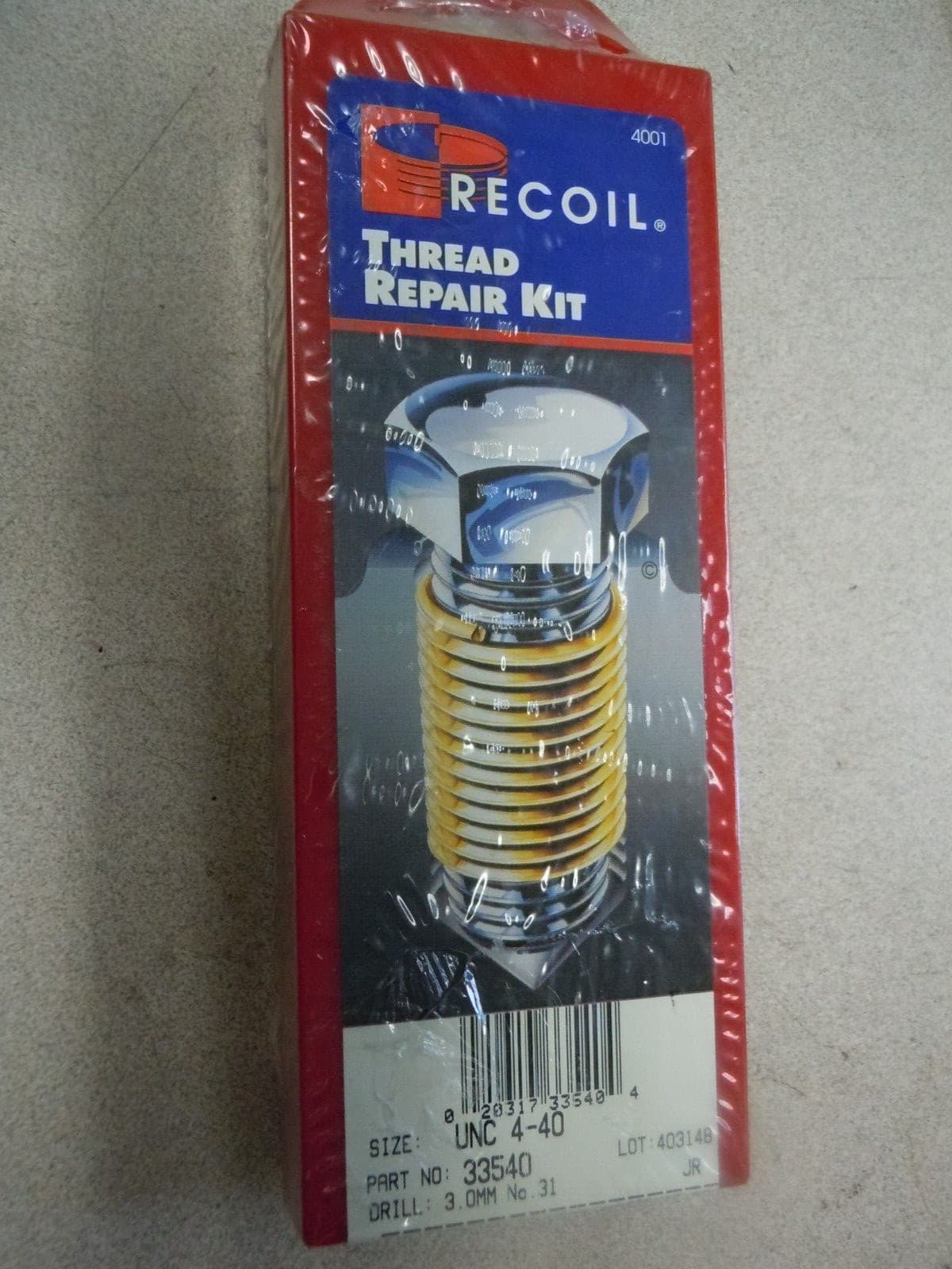 #4-40 18-8 S/S FRACTIONAL RECOIL THREAD REPAIR KIT, 12 Piece kit 33540 3