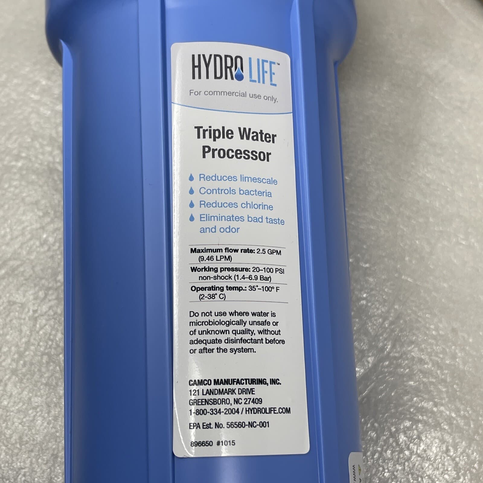 Camco Hydro Life 300-G, HLC 350 Water Filter Cartridge Processor, Ice Machine 3