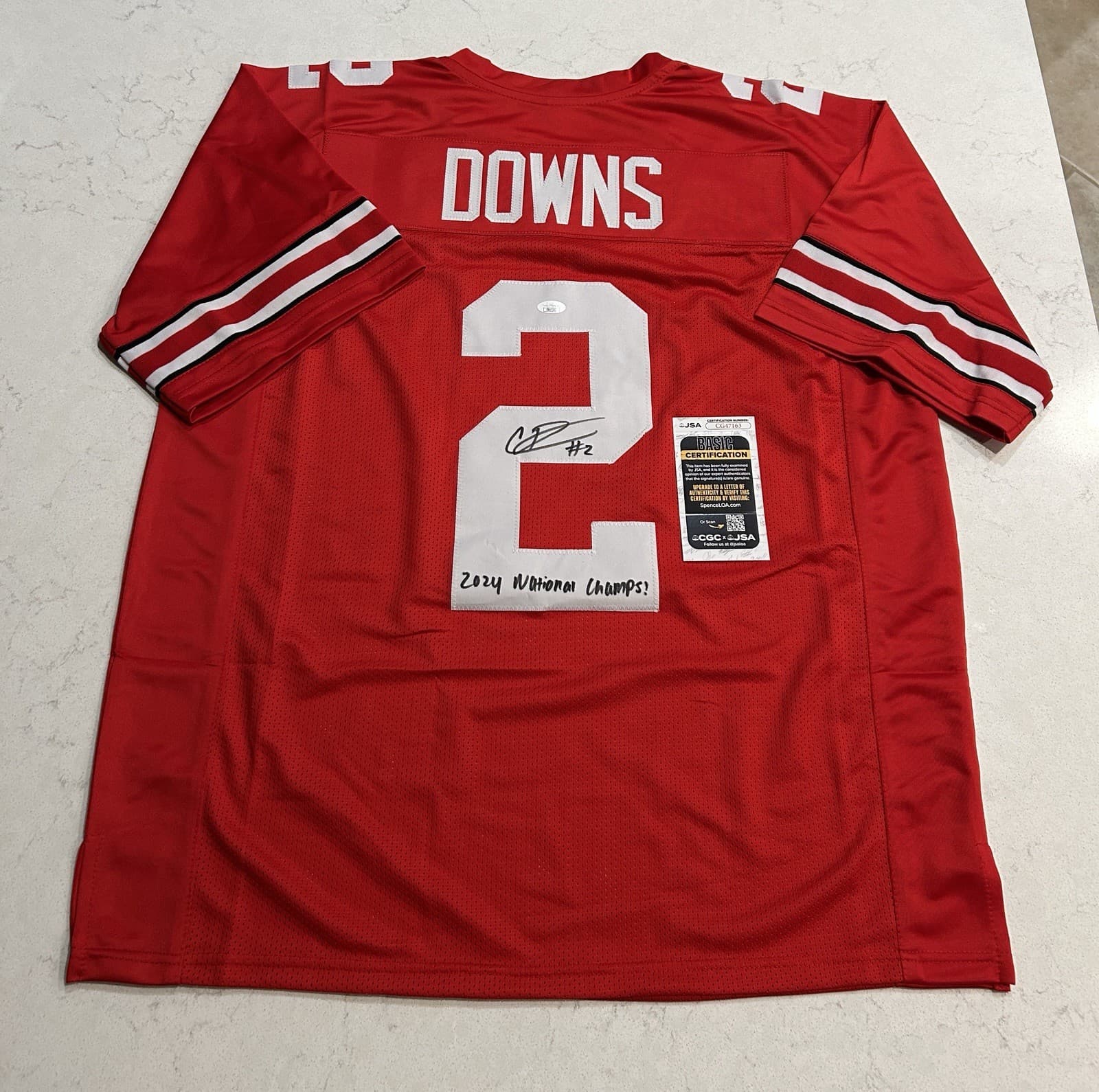 Caleb Downs Autographed Signed Custom Ohio State Jersey JSA Cert National Champs