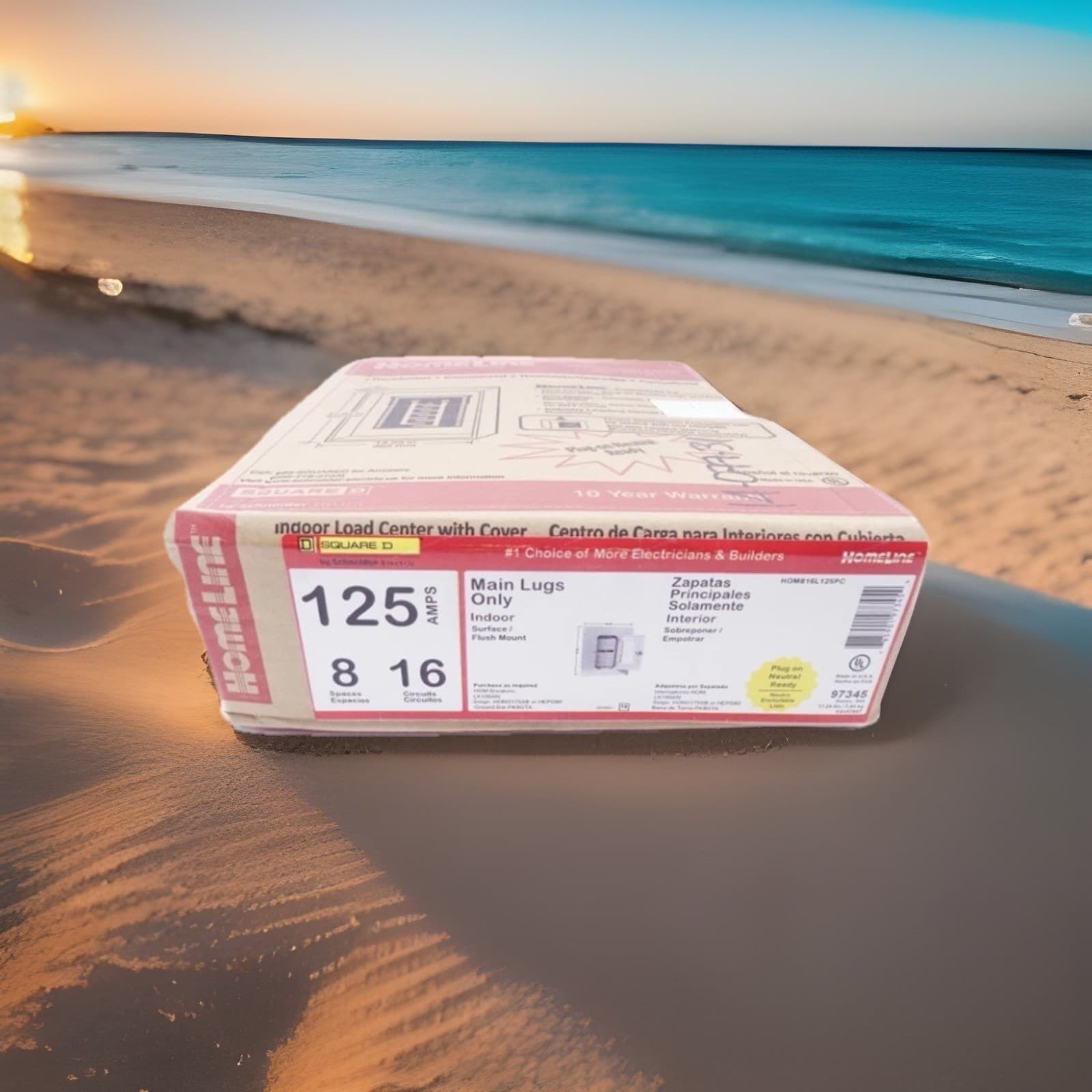 Square D Main Lug Plug-On Neutral Load Center Cover 125A 8-Space 16-Circuit