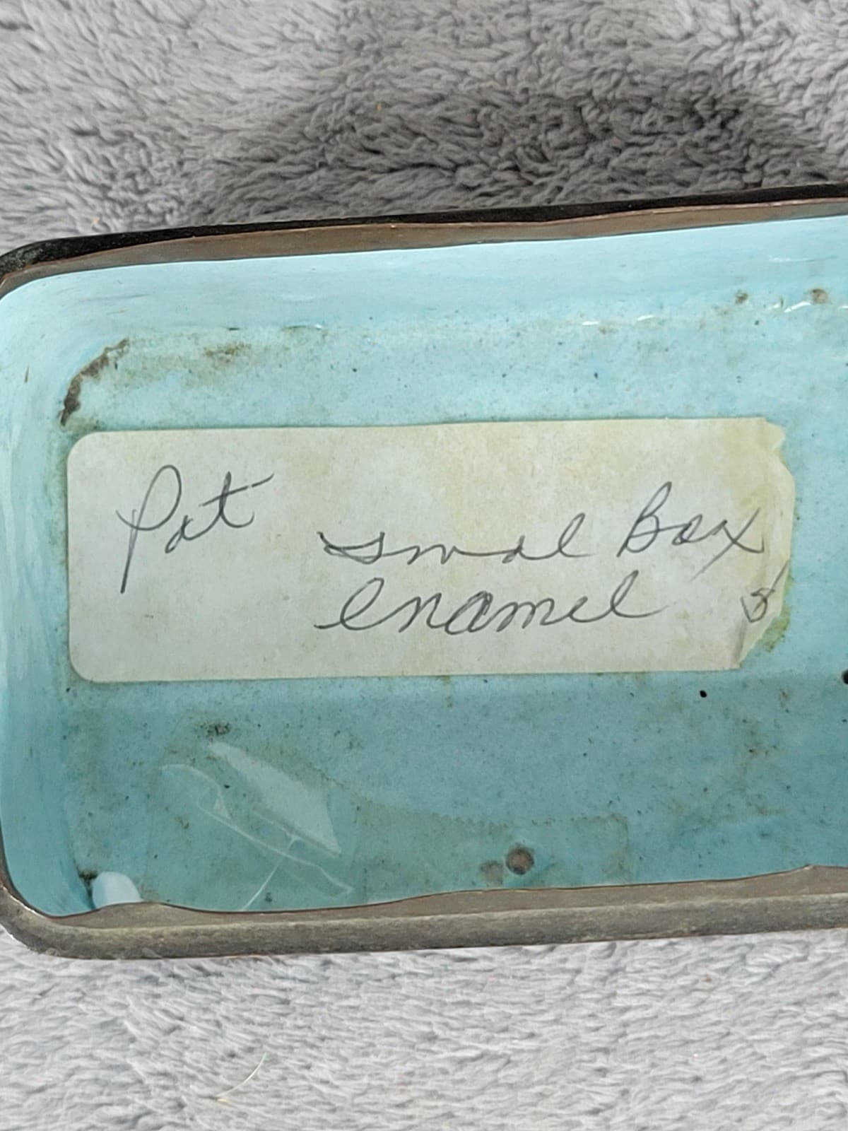 Vintage Chinese Cloisonné Enamel Box Rectangular Turquoise Interior 4” 2.5” 5