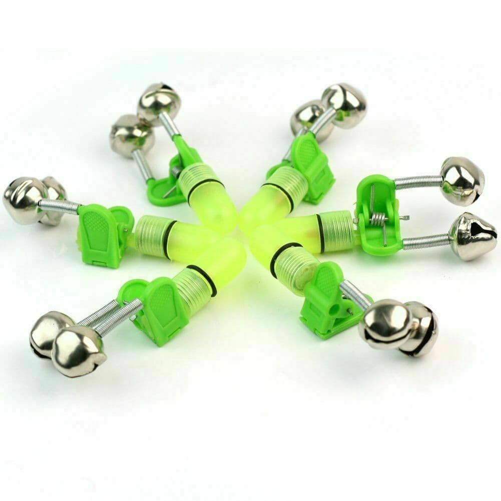 40Pack LED Night Fishing Bite Bait Alarm 2 Bells Light Rod Tip Clip Alert Ring 2