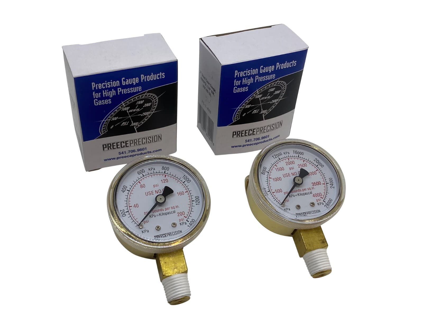 2" Oxygen Regulator Gauge Set Dual Scale Steel Case 200 & 4000 PSI 1/4" NPT  2