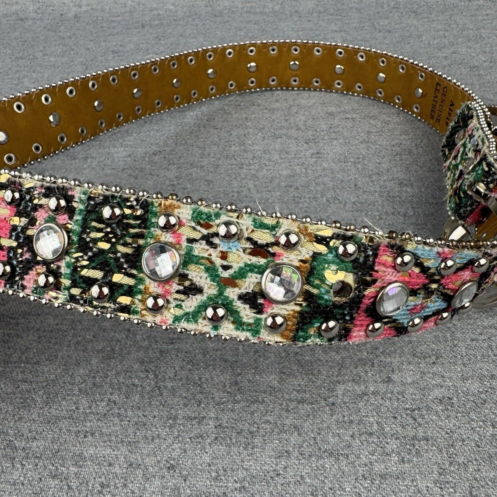 Unbranded Western Belt Girls Large 33" Pink Rhinestone Silver Tone Buckle Rodeo 6