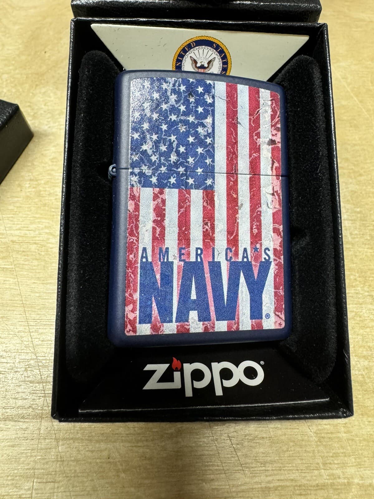 Zippo US Navy American Flag Design on Blue Lighter - 239 - New