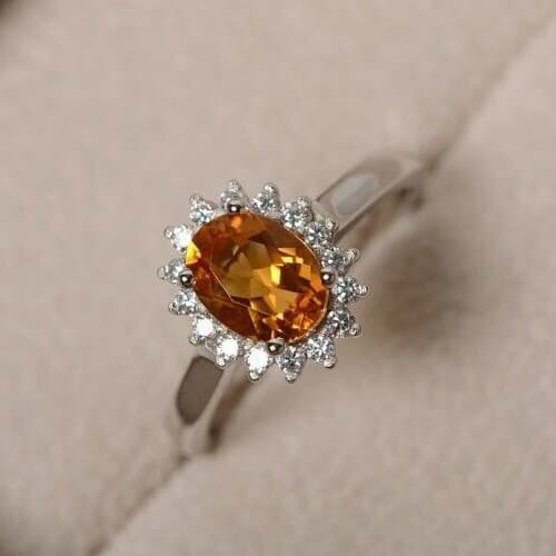 4.00 Ct Certified Oval Shape Natural Orange Diamond Ring VVS1 White Gold Finish 4