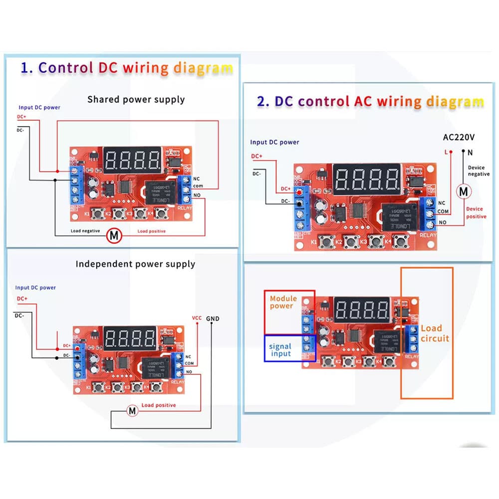 2PCS DC 12V 10A Adjustable Time Delay Relay Module LED Digital Timer Switch US 4
