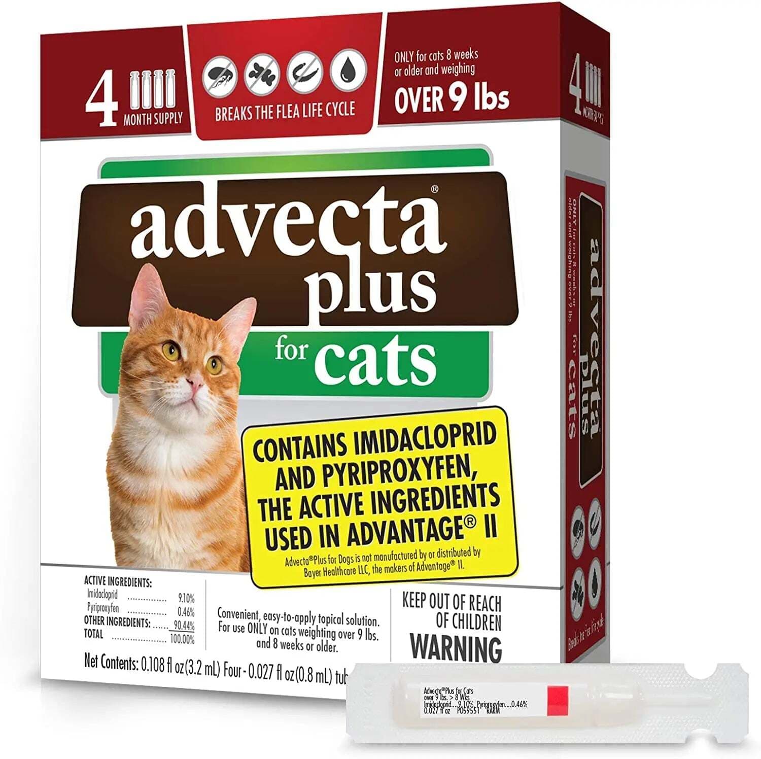 Advecta Plus Flea Protection Squeeze-On for Cats Over 9lbs 4CT 2