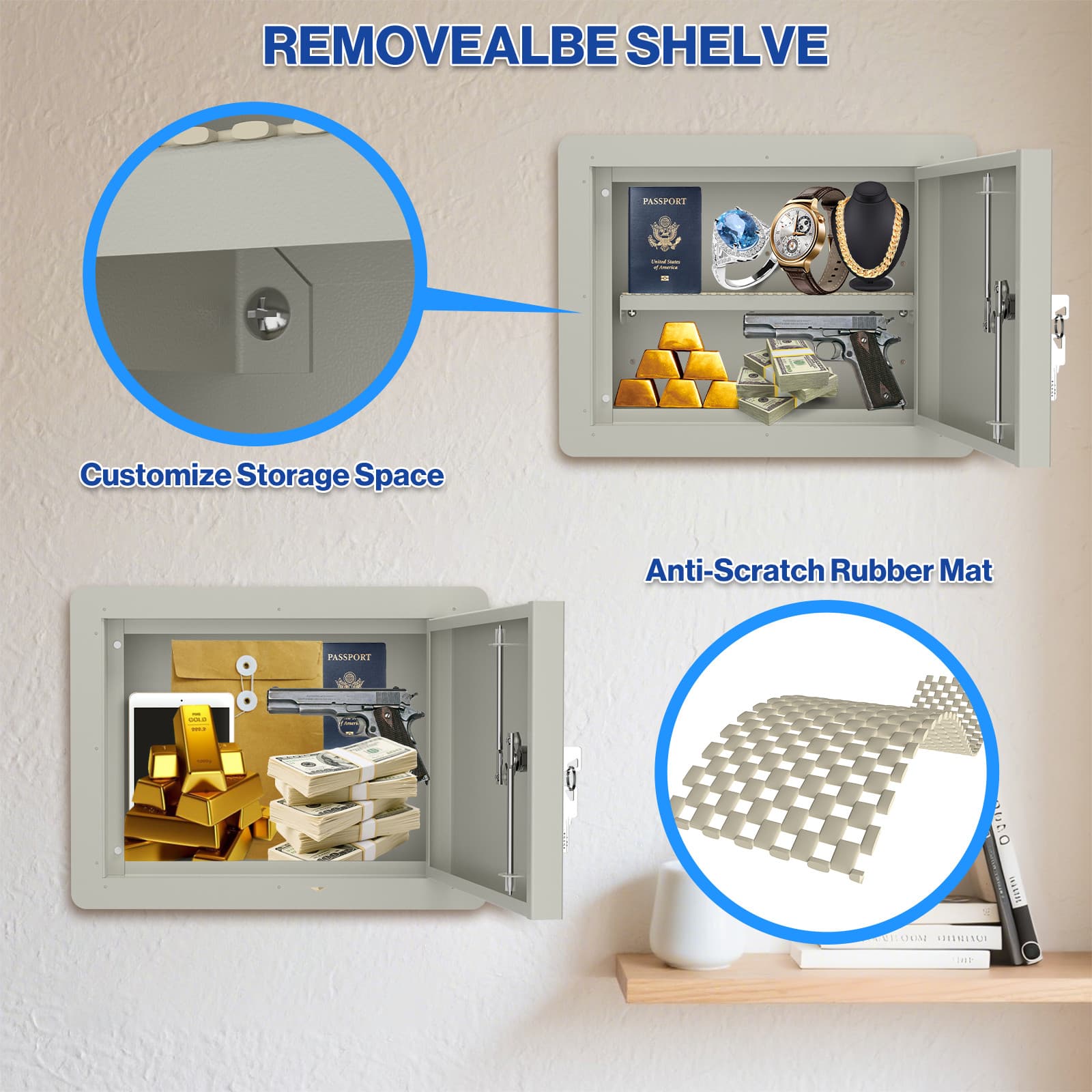 Pochar Hidden In Wall Safe Secure Storage Wall Gun Safe Box Between Studs Home 6