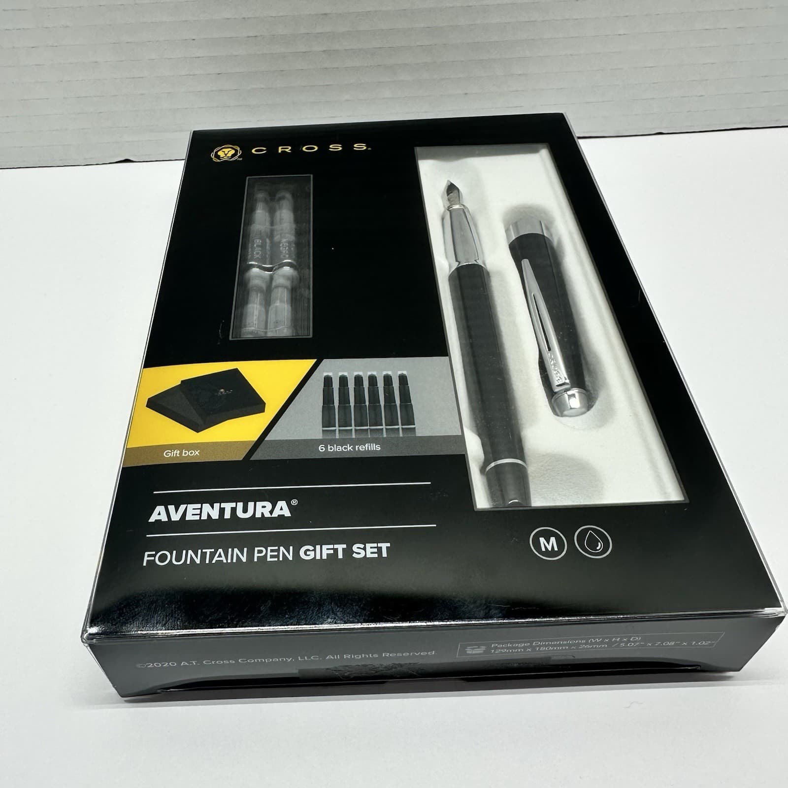 Cross Aventura Fountain Pen Gift Set Onyx Black with 6 Cartridges 2020 New 3