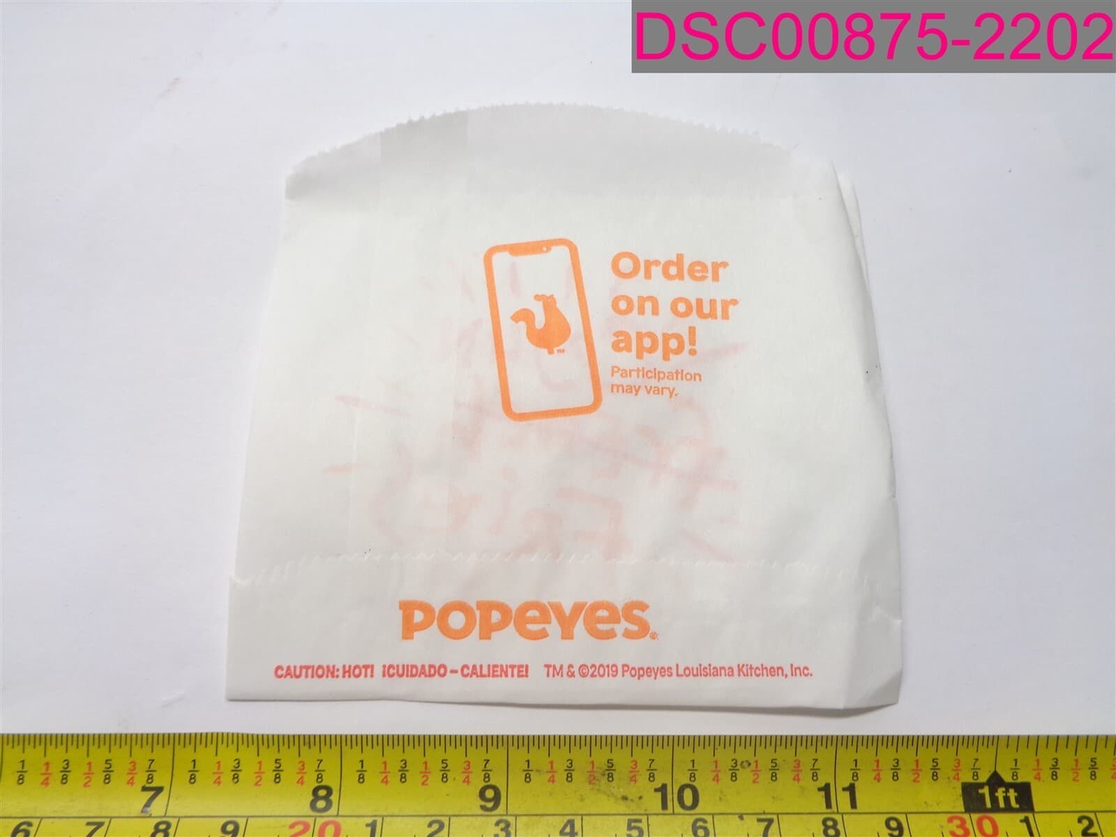 QTY=4000; Popeyes Fry Bags 4-1/4"x3-1/2" POPFRYD White 2