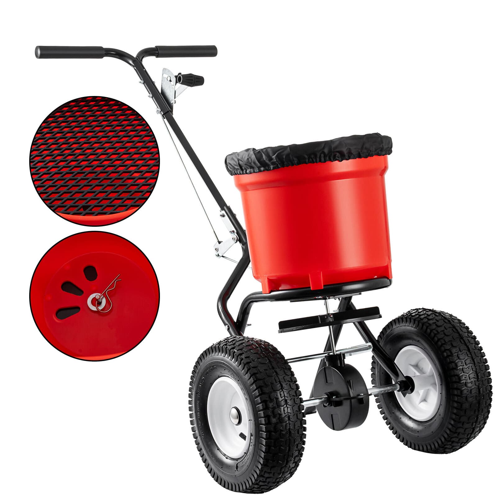Commercial 90LB Broadcast Fertilizer Spreader Walk-Behind Push Garden Seeder Red 2