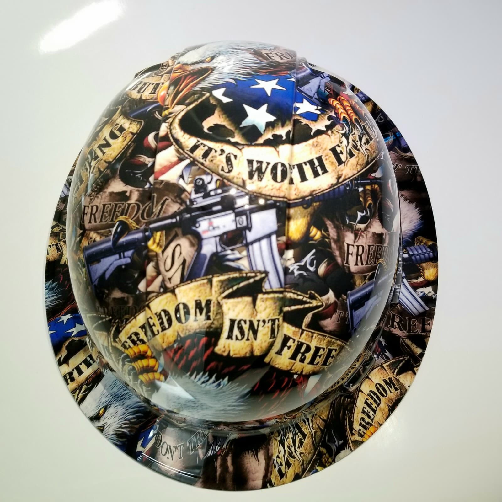 NEW FULL BRIM Hard Hat custom hydro dipped FREEDOM ISN'T FREE USA AMERICA sick  5