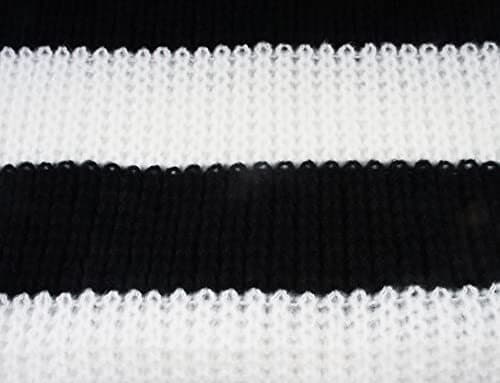  Fall Winter Ultra Soft Knit Striped Scarf for Women Men Boys Black and White 5