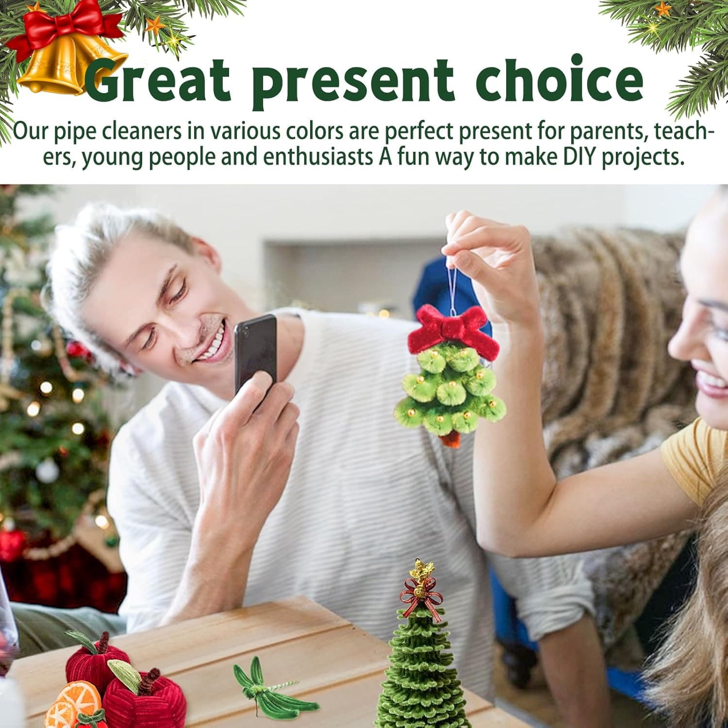 200Pcs Pipe Cleaners, 20 Colors Thick Pipe Cleaners Craft, Multi-Color Chenille 6