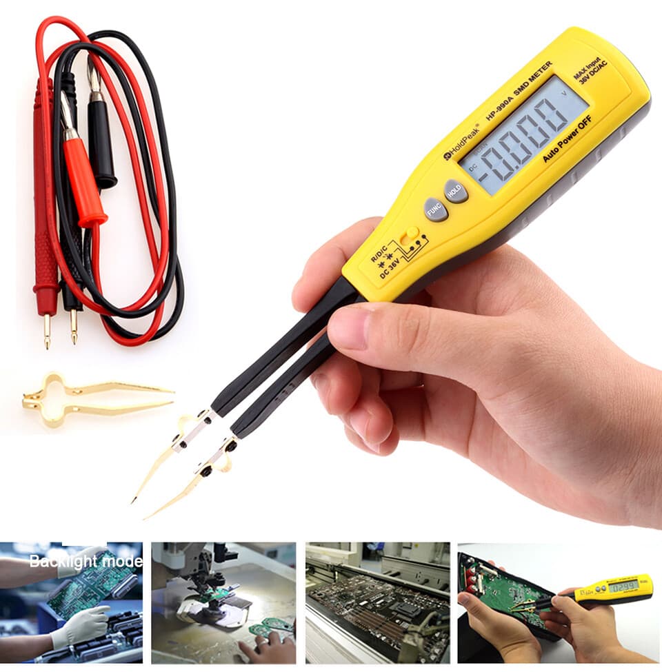 SMD Tester Meter Zener Diode LED Battery Power Test Continuity Check Tweezer DIP