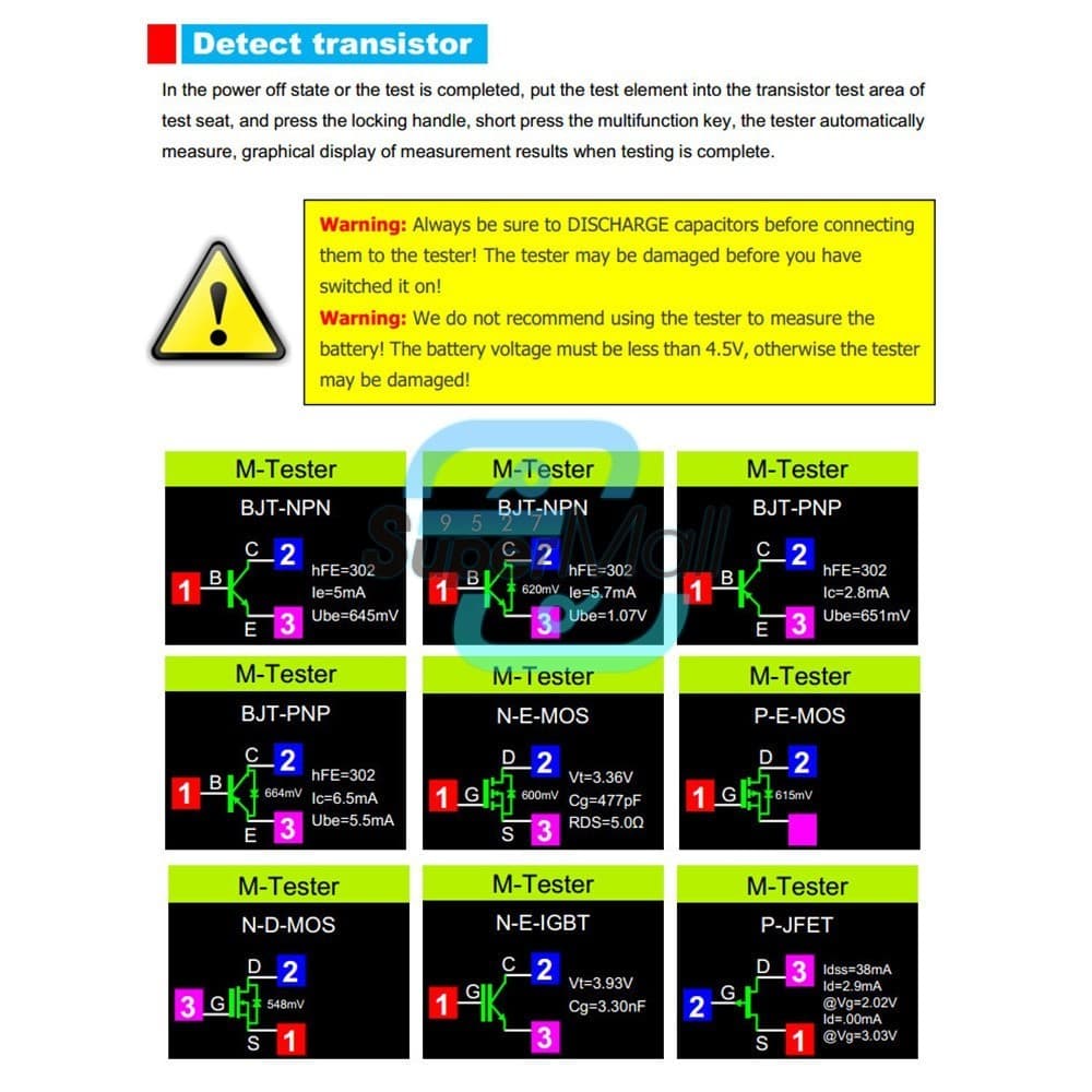 LCR-TC1 Transistor Tester Diode Triode Capacitance Meter LCR ESR NPN MOSFET US 6