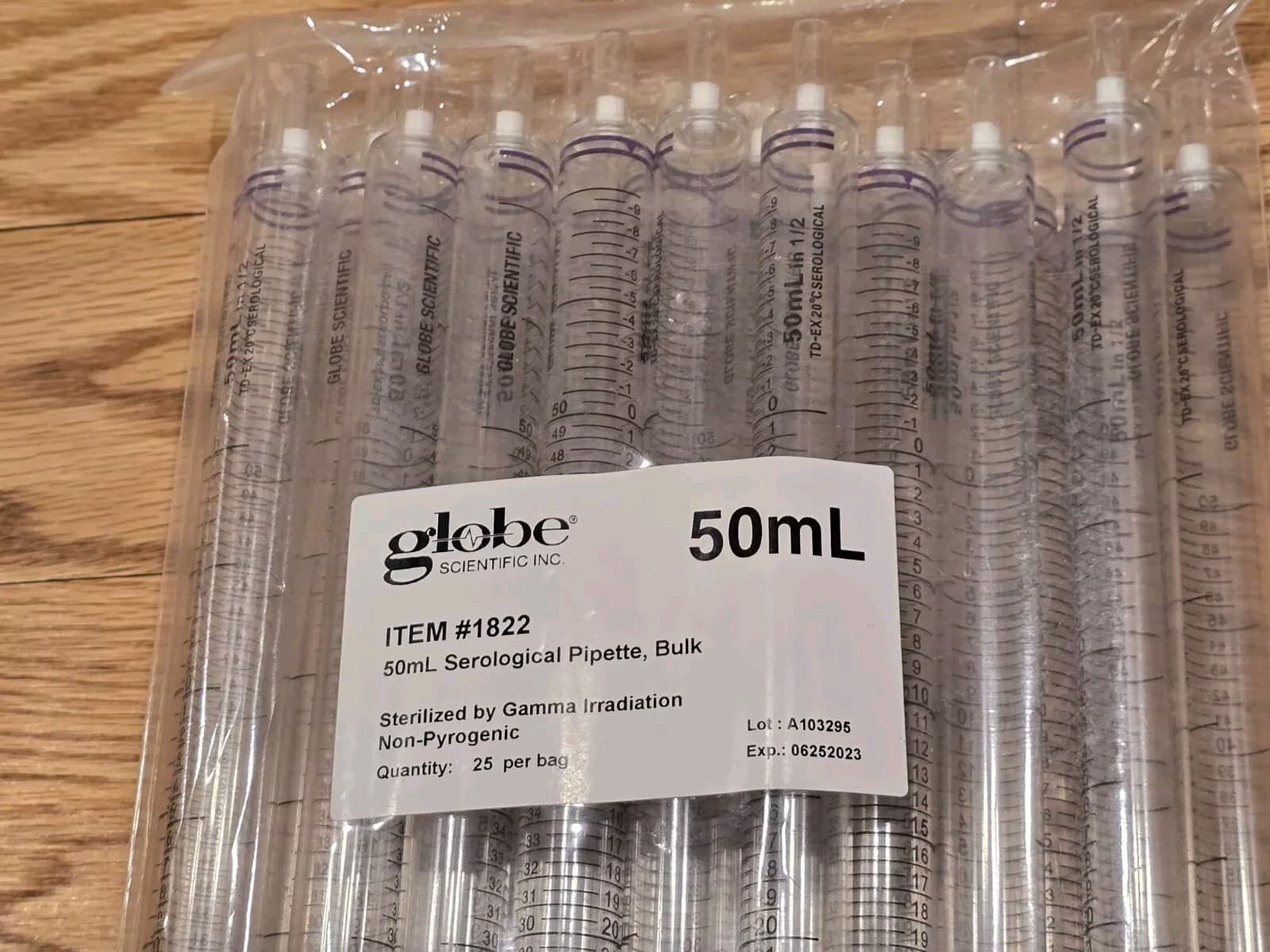 Serological Pipette 50ml Pipet Sealed Bag Of 25 Globe Scientific | 25x Sterile  3