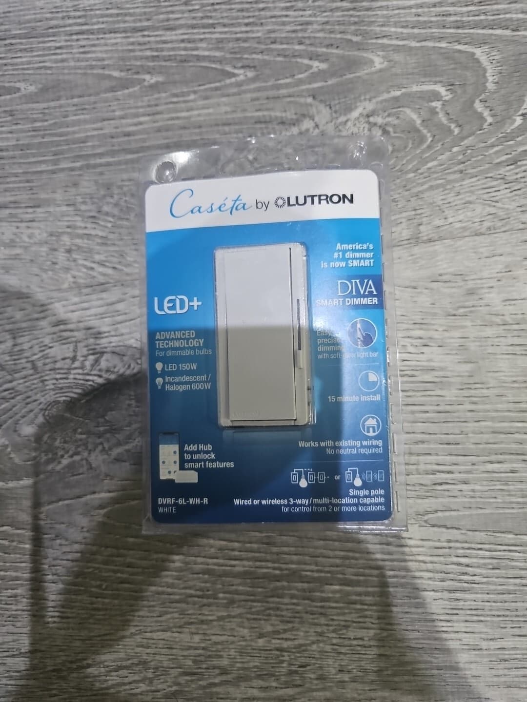 Interruptor de atenuación inteligente DivaDVRF-6L-WH-R 6