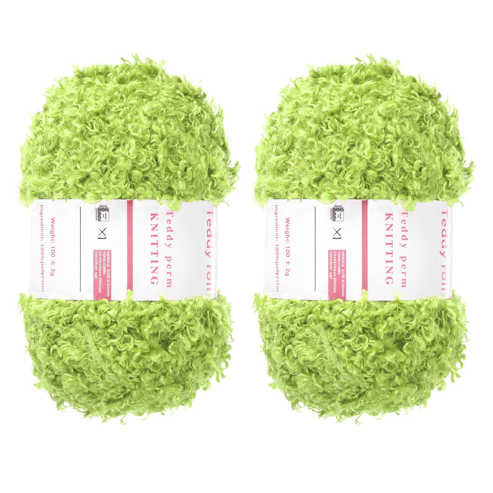 2pcs Fur Yarn Polyester Yarn Fluffy Chunky Yarn Light Green for Crocheting,50m