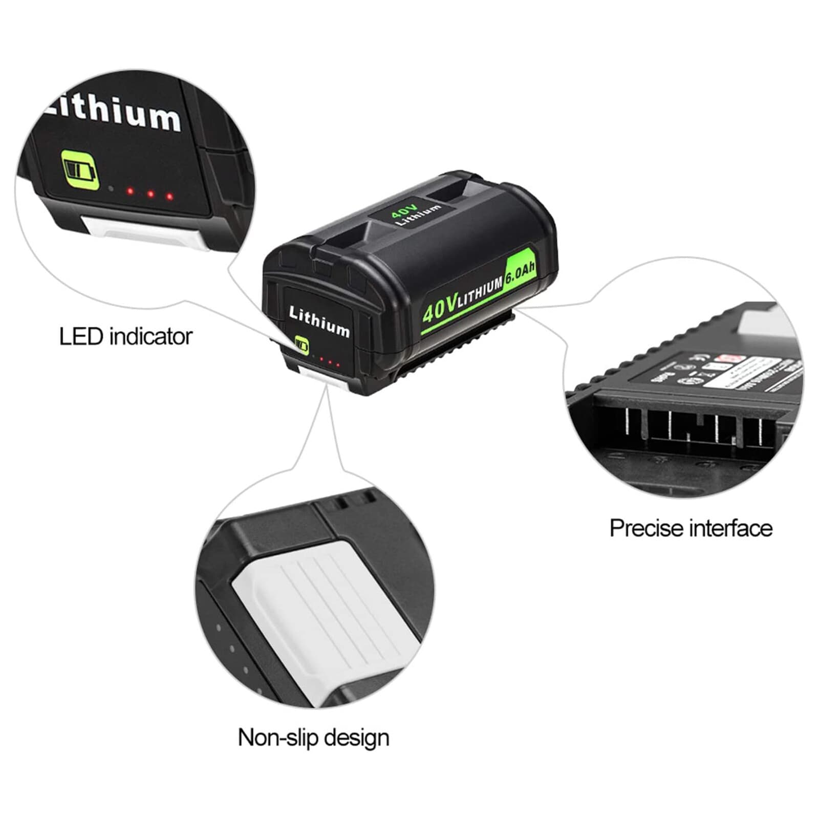 40V 6.0Ah Battery for Ryobi 40 Volt Lithium OP4050 OP40602 OP40261 OP4060 OP4030 6