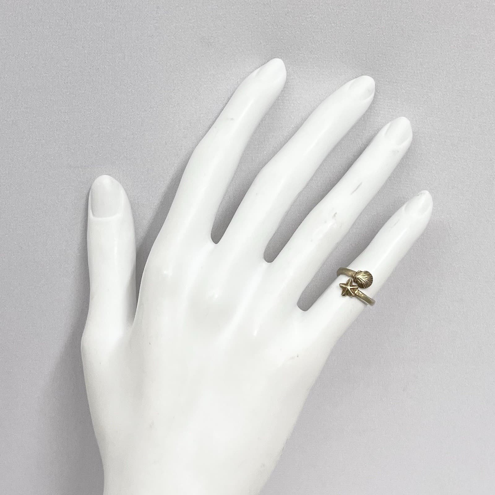 Vintage 14K Gold TOES Toe Ring Shell & Starfish Size 2 1/4 Weighs 2 Grams 3