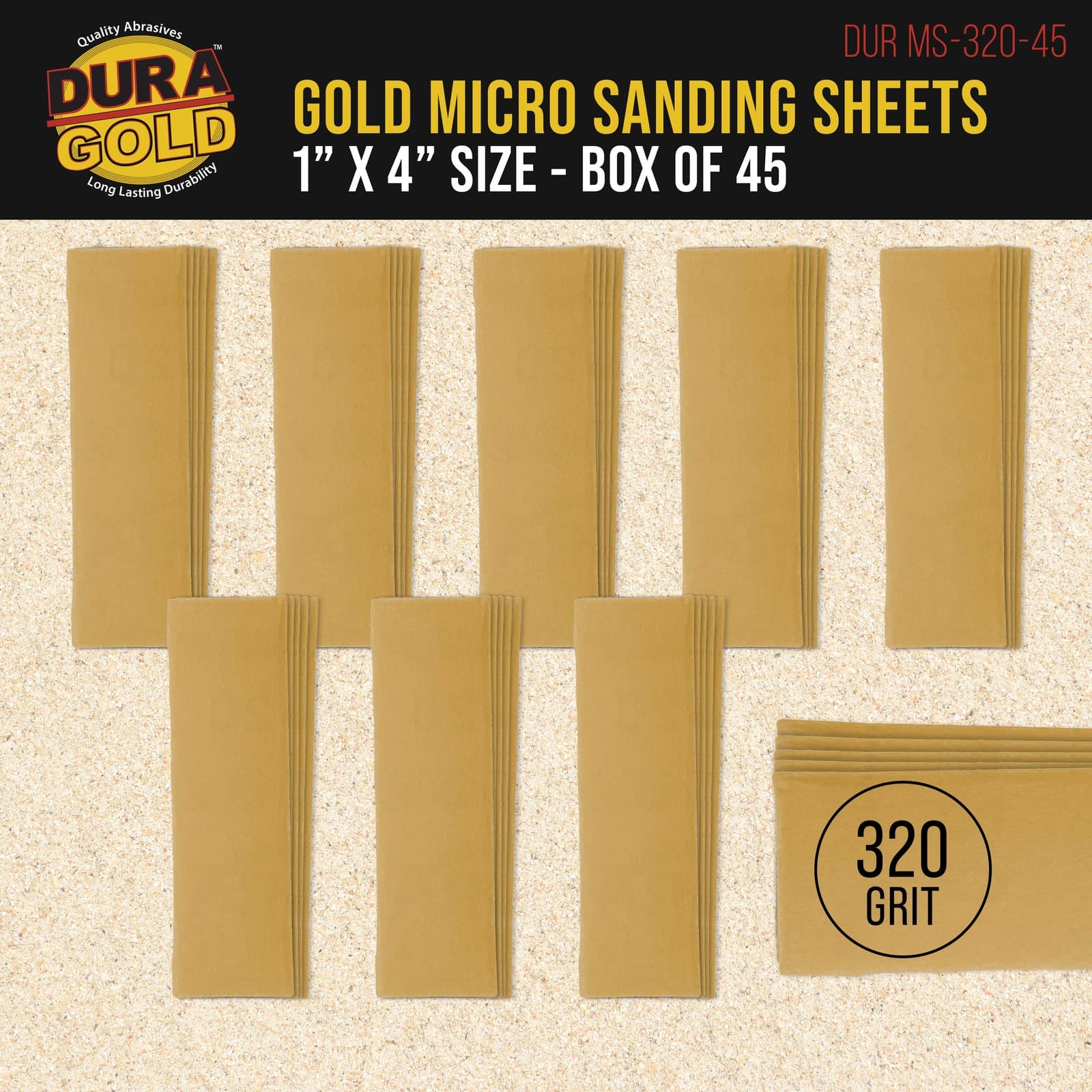 1" x 4" Sandpaper Micro Sheets, 320 Grit - 45 Hook & Loop Sheets - Hand Sanding 2