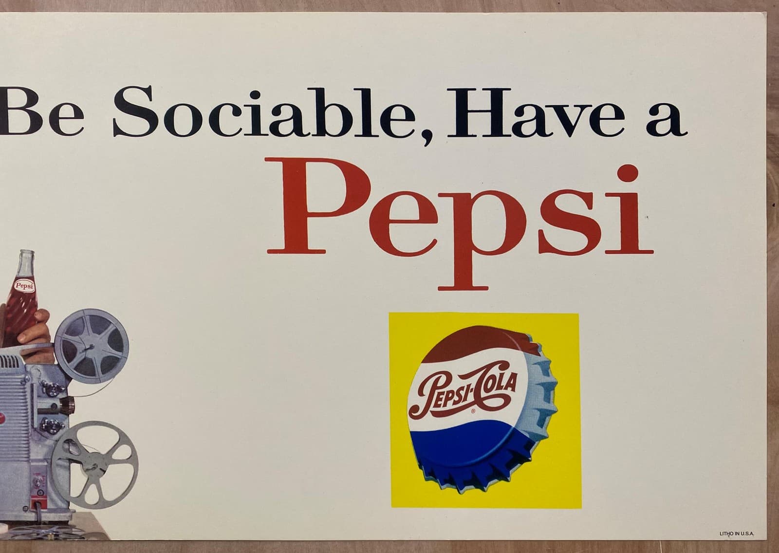 c.1960 Be Sociable Have Pepsi African Americans Streetcar Sign Vintage Original 3
