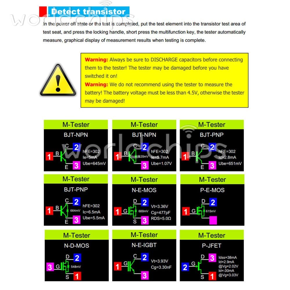 LCR-TC1 1.8" TFT LCD Transistor Tester Diode Triode Capacitor Resistor Meter U-S 5
