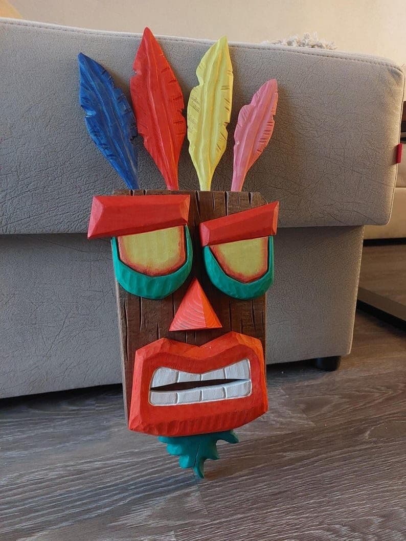 Wooden  Aku Aku & Uka Uka Masks from Crash Bandicoot, MADE TO ORDER 5