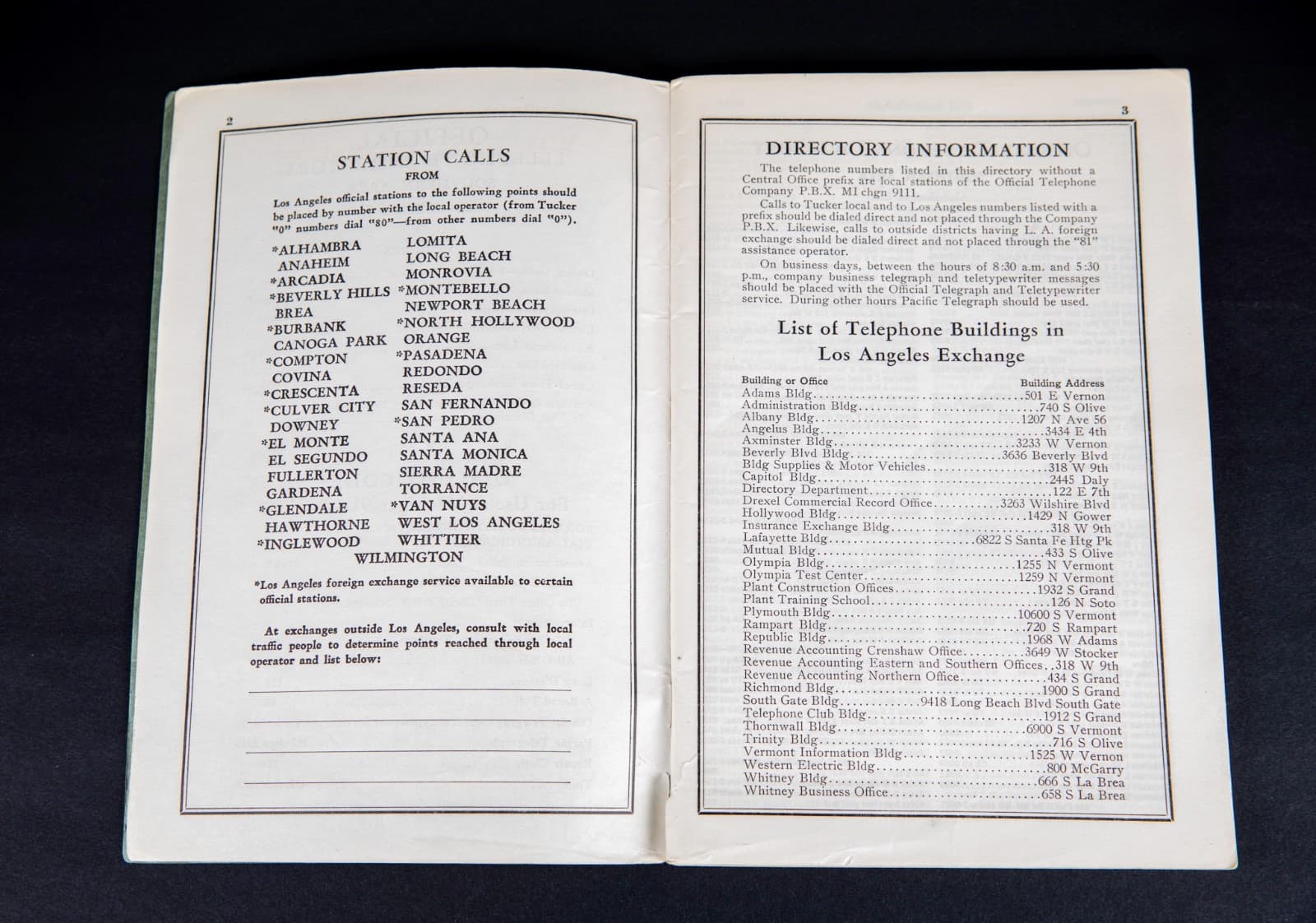 1949 Official Directory Southern Area California Pacific Telephone Company 3