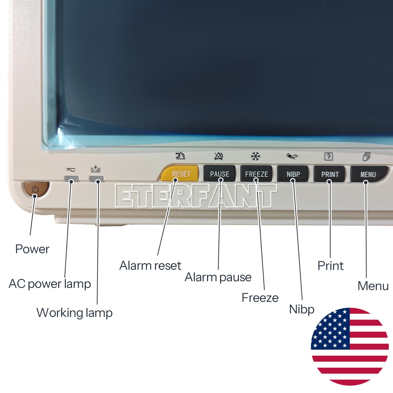 12" Patient Monitor ICU CCU Vital Sign For Hospital ECG NIBP RESP TEMP SPO2 PR 4