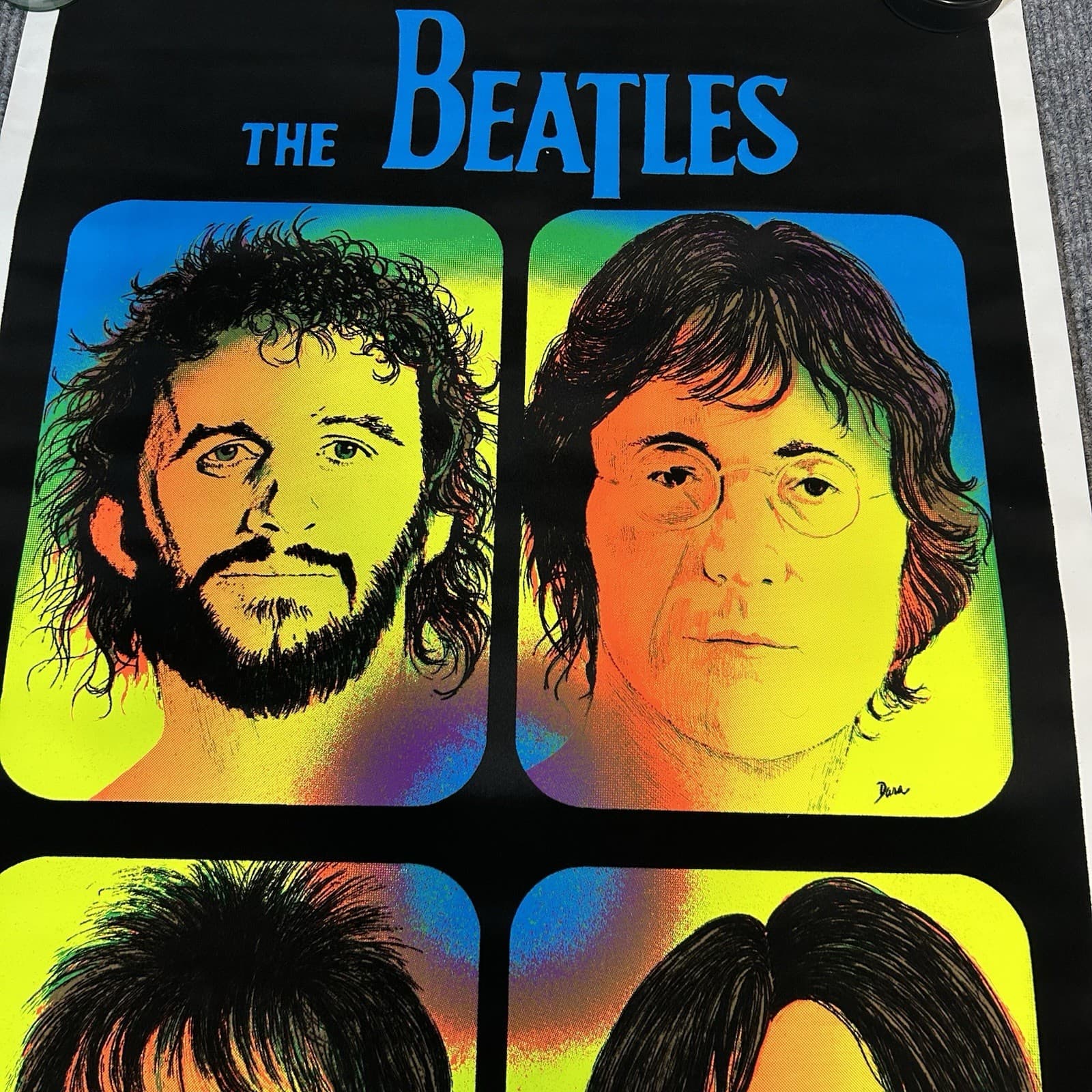 Vintage The Beatles Blacklight Poster 23” x 35" 1981 Mint Condition 2