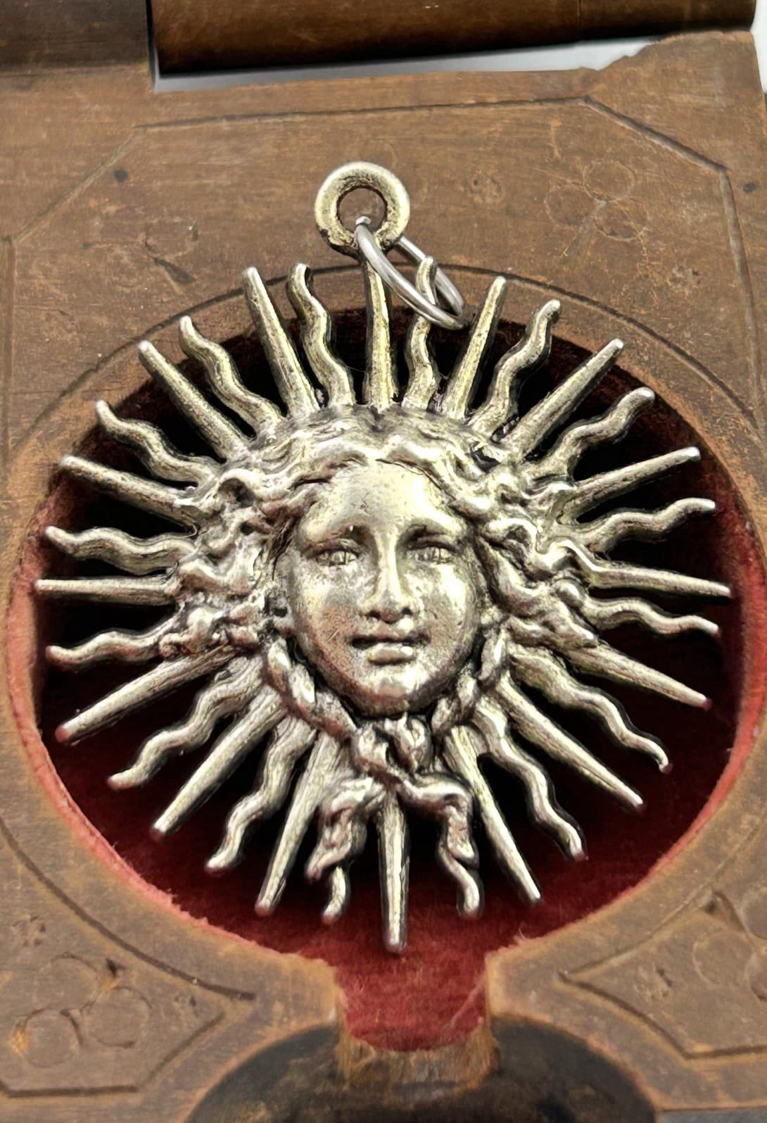 Vintage Pendant Sun Goddess Large Charm Silver Tone Metal Vintage Jewelry 6