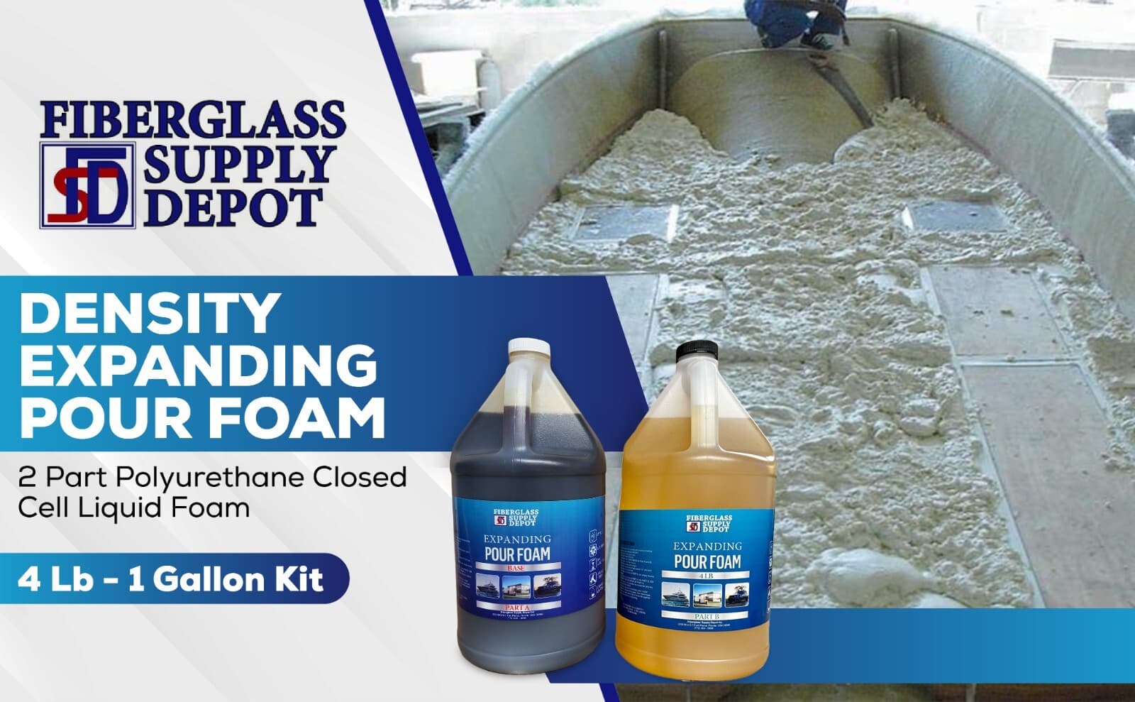 Liquid 4Lb Density Expanding 2 Part Closed Cell Polyurethane Pour Foam: Qt. Kit 2