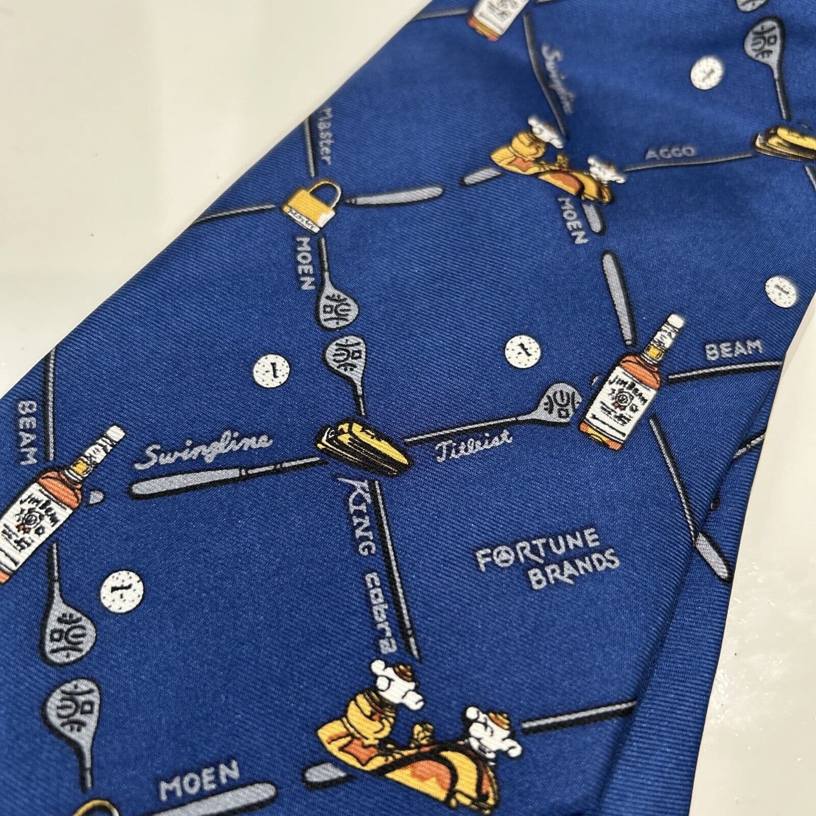 Jim Beam Blue Necktie Fortune Brands Jim Beam King Cobra Moen Logo Silk Tie 3